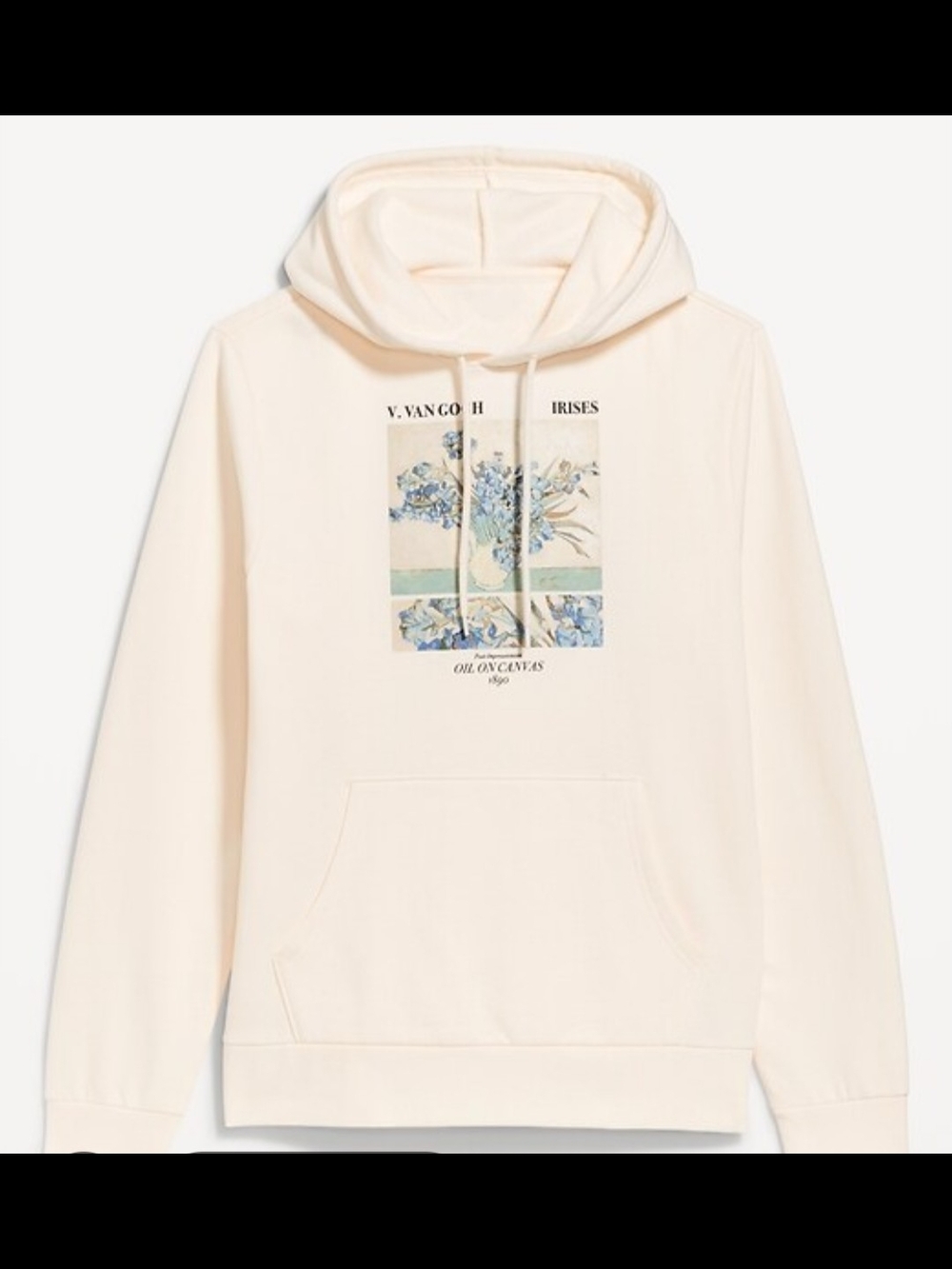 Old Navy Cream Hoodie with Blue Floral Graphic